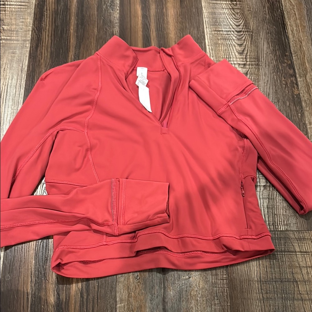 Lululemon its Rulu run ribbed cropped half zip